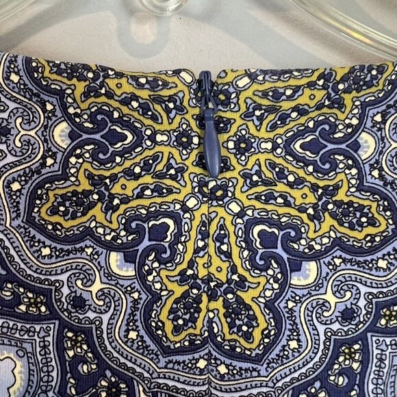 J McLaughlin Dress Blue Print Size Small 3/4 Sleeves - Picture 7 of 9